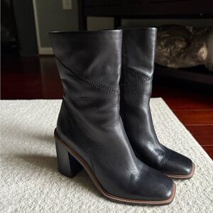 NWT Franco Sarto black leather Stevie boots, size 7